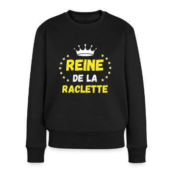 Reine de la raclette Humour femme - Pull Premium bio Femme - noir - Devant - Julia (174cm)