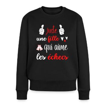 juste une fille qui aimes les échecs - Pull Premium bio Femme - noir - Devant - Julia (174cm)