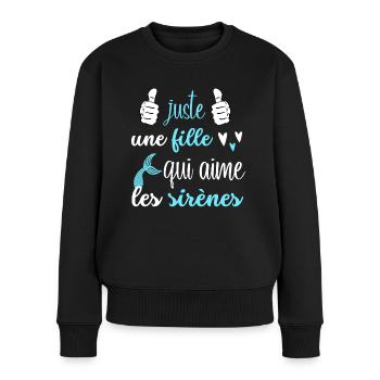 juste une fille qui aimes les sirènes - Pull Premium bio Femme - noir - Devant - Julia (174cm)