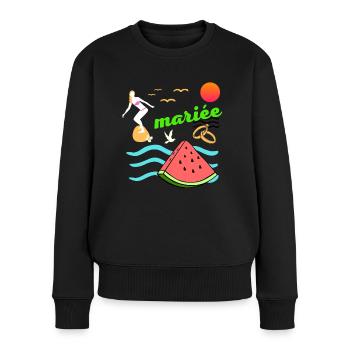 EVJF Surf Hawaï pastèque été Team mariée - Pull Premium bio Femme - noir - Devant - Julia (174cm)