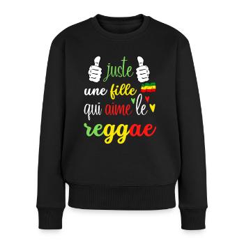 juste une fille qui aime le reggae - Pull Premium bio Femme - noir - Devant - Julia (174cm)