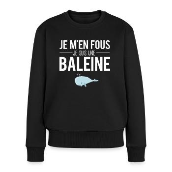 Je m'en fous je suis une baleine animal humour - Pull Premium bio Femme - noir - Devant - Julia (174cm)