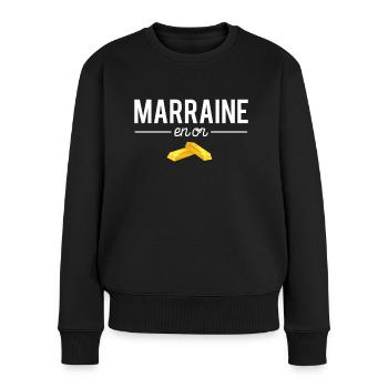 Marraine En Or Meilleure Marraine Humour - Pull Premium bio Femme - noir - Devant - Julia (174cm)