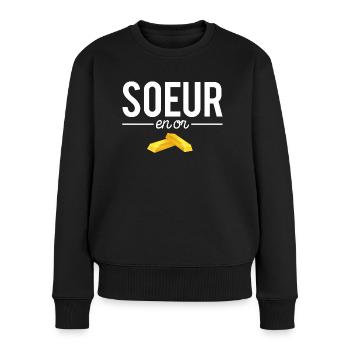 Soeur En Or Cadeau Meilleure Soeur Famille Humour - Pull Premium bio Femme - noir - Devant - Julia (174cm)