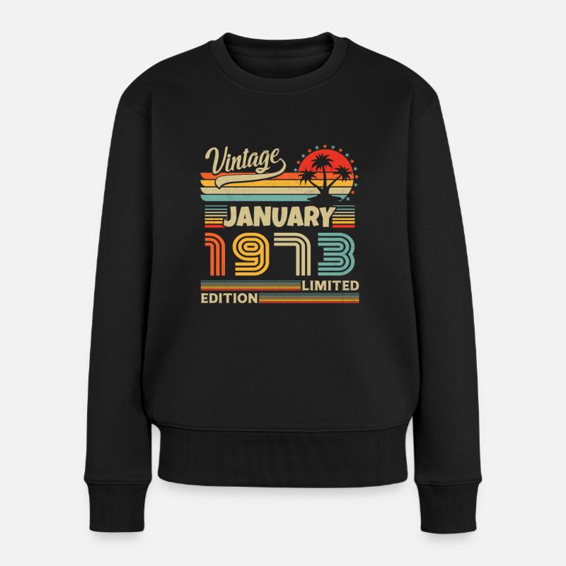 Januar 1973 Vintage Geburtstagsgeschenk - Frauen Premium Bio Pullover - Schwarz