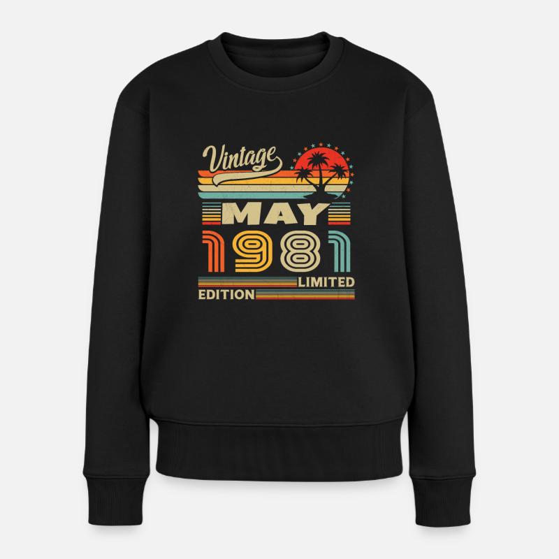 Mai 1981 Vintage Nées En Mai 1981 Anniversaire - Pull Premium bio Femme - noir