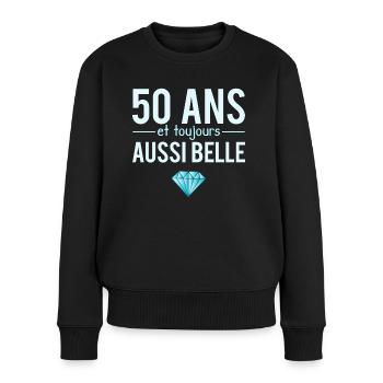 50 ans et toujours aussi belle femme parfaite - Pull Premium bio Femme - noir - Devant - Julia (174cm)