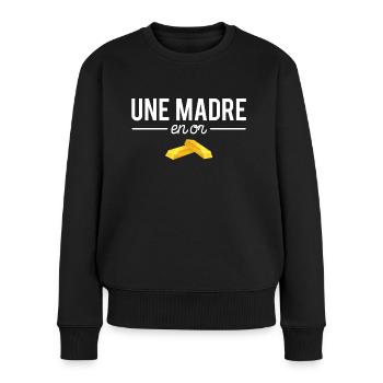 Une madre en or meilleure maman fête des mères - Pull Premium bio Femme - noir - Devant - Julia (174cm)