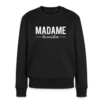 Madame la ministre blague femme humour - Pull Premium bio Femme - noir - Devant - Julia (174cm)