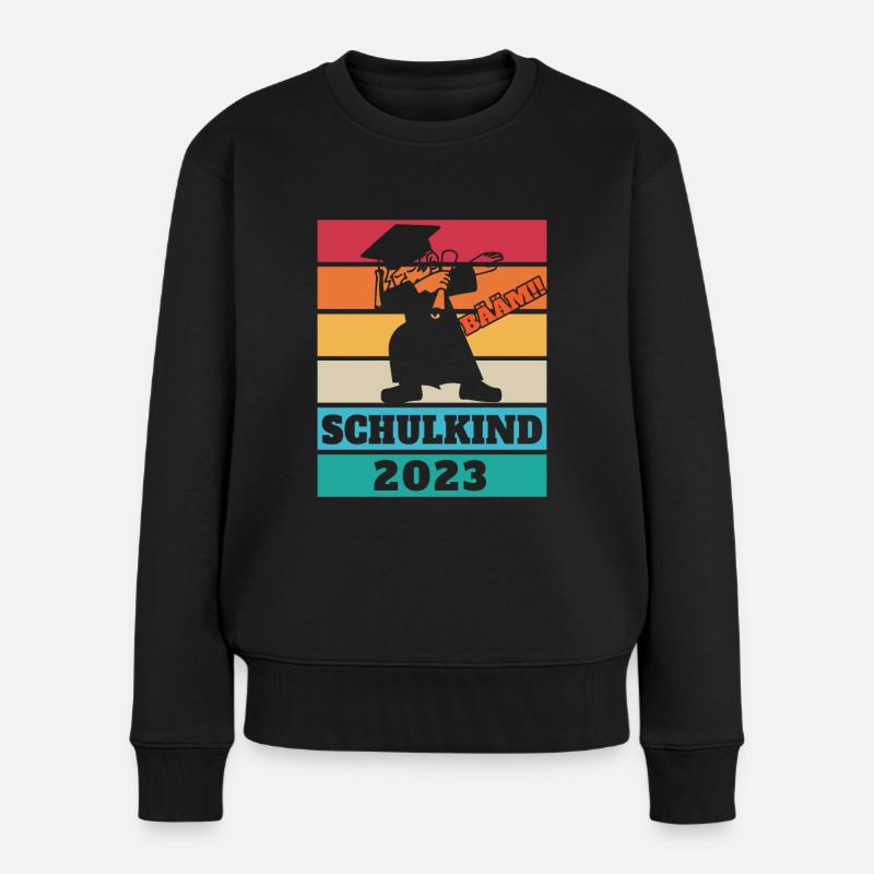 Schulkind 2023 Vintage - Frauen Premium Bio Pullover - Schwarz