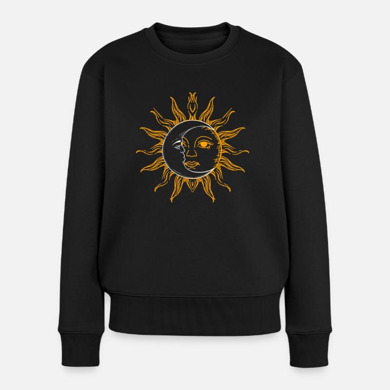 Sonne und Mond - Frauen Premium Bio Pullover - Schwarz