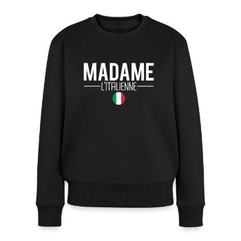 Madame l'italienne femme italienne humour - Pull Premium bio Femme - noir - Devant - Julia (174cm)