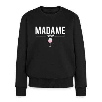 Madame rosé blague vin humour - Pull Premium bio Femme - noir - Devant - Julia (174cm)