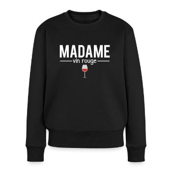Madame vin rouge femme qui aime le vin humour - Pull Premium bio Femme - noir - Devant - Julia (174cm)