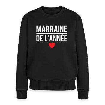 Marraine de l'année meilleure marraine humour - Pull Premium bio Femme - noir - Devant - Julia (174cm)