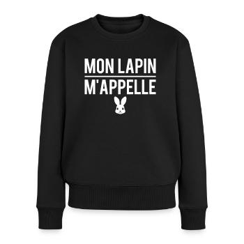 Mon lapin m'appelle humour propriétaire lapin - Pull Premium bio Femme - noir - Devant - Julia (174cm)