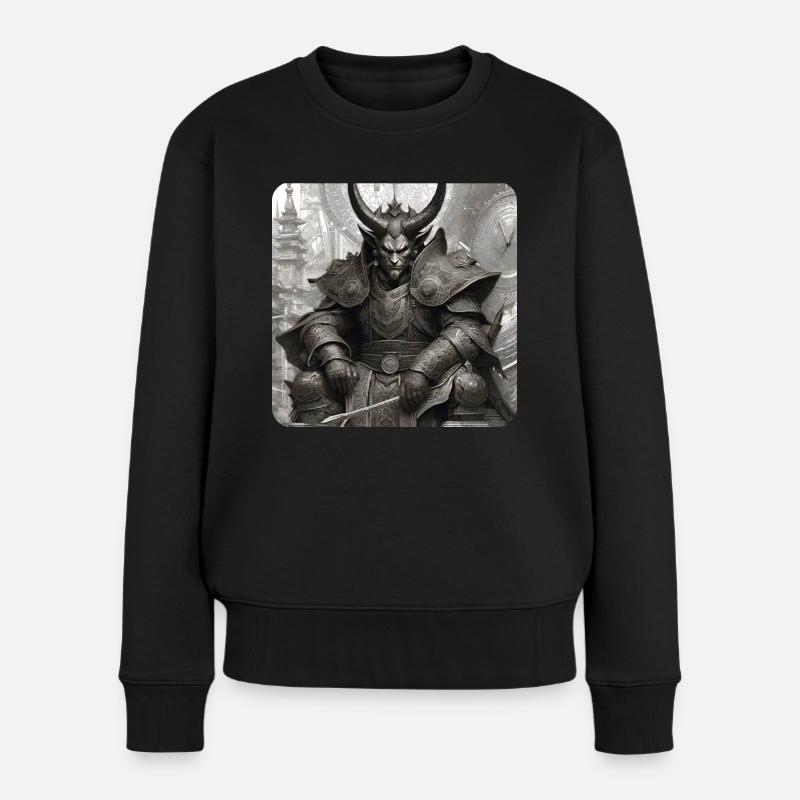 Dämon Monster Ungeheuer - Frauen Premium Bio Pullover - Schwarz