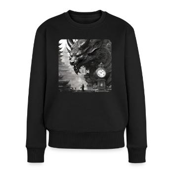 Dämon Monster Ungeheuer mit Uhr - Frauen Premium Bio Pullover - Schwarz - Vorne - Julia (174cm)