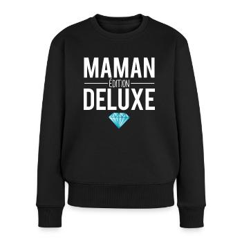 Maman édition deluxe cadeau fête des mères - Pull Premium bio Femme - noir - Devant - Julia (174cm)