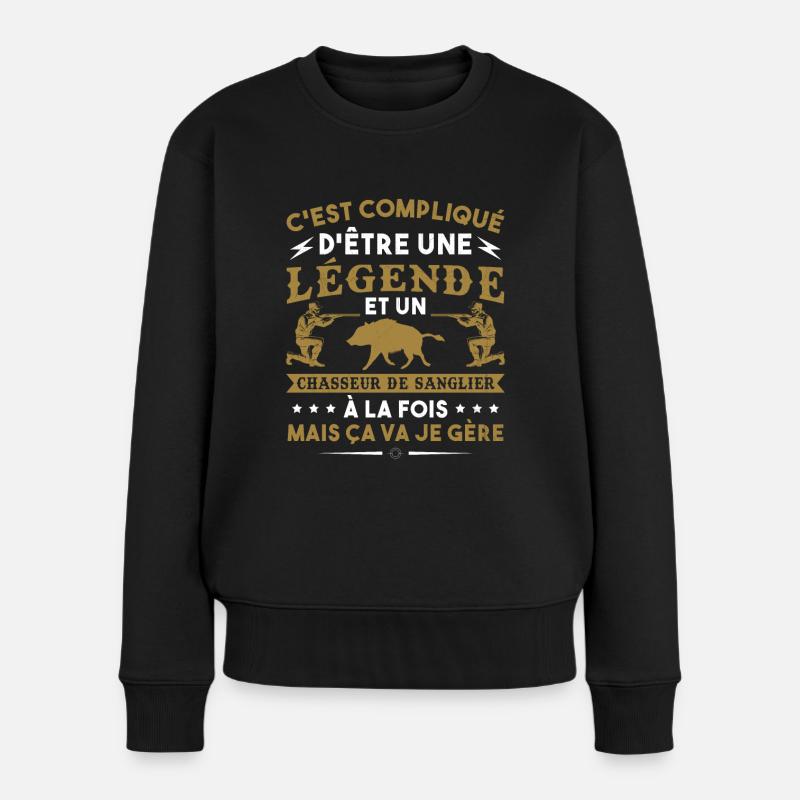 Une légende et un chasseur de sanglier - Pull Premium bio Femme - noir