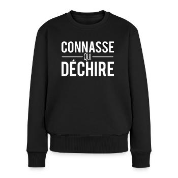 Idée cadeau humour femme de caractère - Pull Premium bio Femme - noir - Devant - Julia (174cm)
