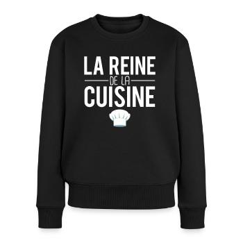 La reine de la cuisine femme qui aime cuisiner - Pull Premium bio Femme - noir - Devant - Julia (174cm)