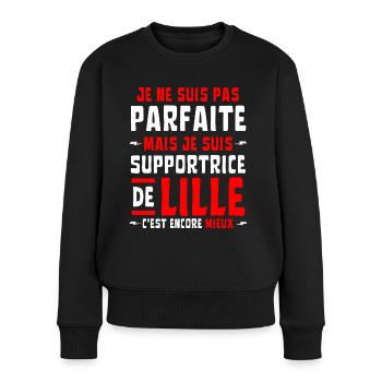 Femme Supportrice Lille Pas Parfaite - Pull Premium bio Femme - noir - Devant - Julia (174cm)