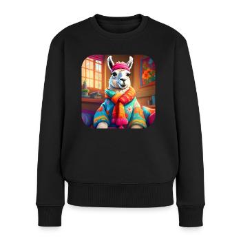 Lama d’hiver frais et confortable - Pull Premium bio Femme - noir - Devant - Julia (174cm)