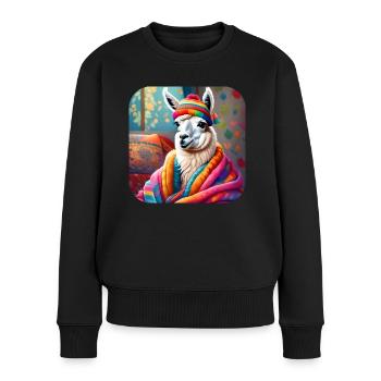 Lama d’hiver cool et confortable - Pull Premium bio Femme - noir - Devant - Julia (174cm)