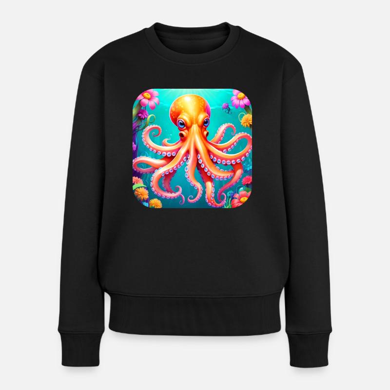 Cooler Oktopus II - Frauen Premium Bio Pullover - Schwarz