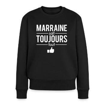 Marraine sait toujours tout meilleure marraine - Pull Premium bio Femme - noir - Devant - Julia (174cm)