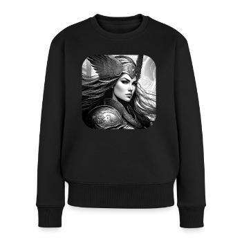 Stolze Wikingerin Germanin Schildmaid - Frauen Premium Bio Pullover - Schwarz - Vorne - Julia (174cm)