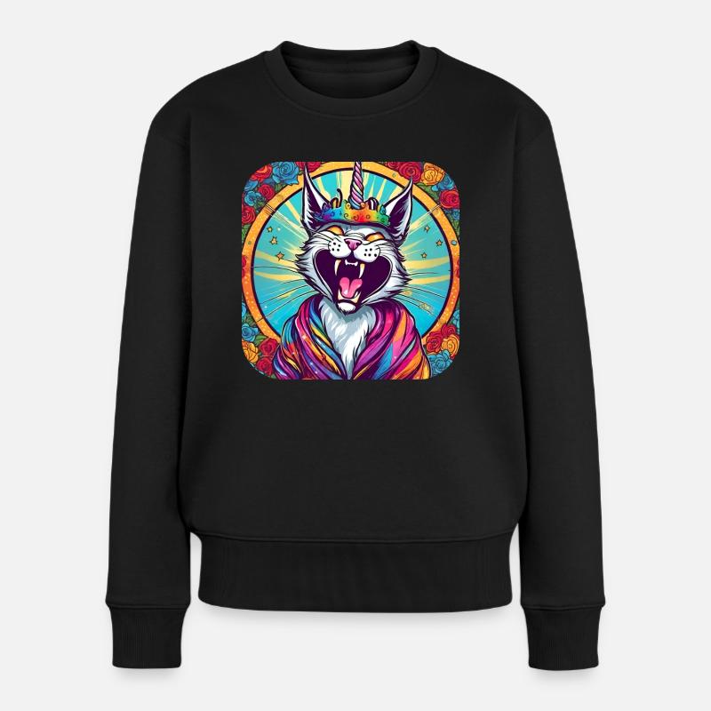 Chat licorne fou - Pull Premium bio Femme - noir