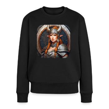Stolze Wikingerin Germanin Schildmaid - Frauen Premium Bio Pullover - Schwarz - Vorne - Julia (174cm)