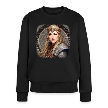 Stolze Wikingerin Germanin Schildmaid - Frauen Premium Bio Pullover - Schwarz - Vorne - Julia (174cm)