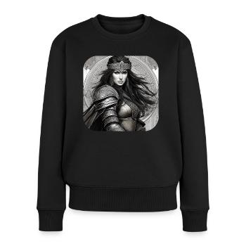 Stolze Wikingerin Germanin Schildmaid - Frauen Premium Bio Pullover - Schwarz - Vorne - Julia (174cm)