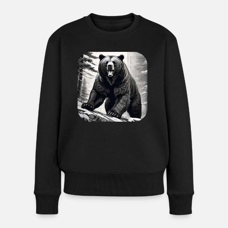 Stolzer brüllender Bär - Frauen Premium Bio Pullover - Schwarz