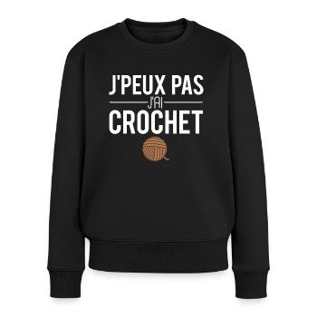 J'peux pas j'ai crochet couture humour - Pull Premium bio Femme - noir - Devant - Julia (174cm)