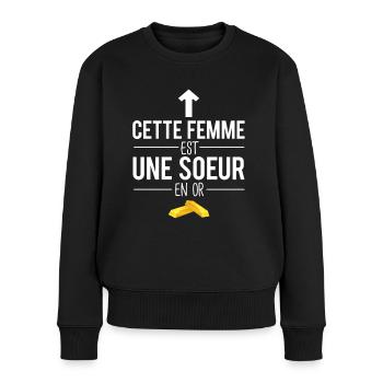 Cette femme est une soeur en or meilleure soeur - Pull Premium bio Femme - noir - Devant - Julia (174cm)
