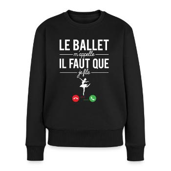 Le ballet m'appelle il faut que je file ballerine - Pull Premium bio Femme - noir - Devant - Julia (174cm)