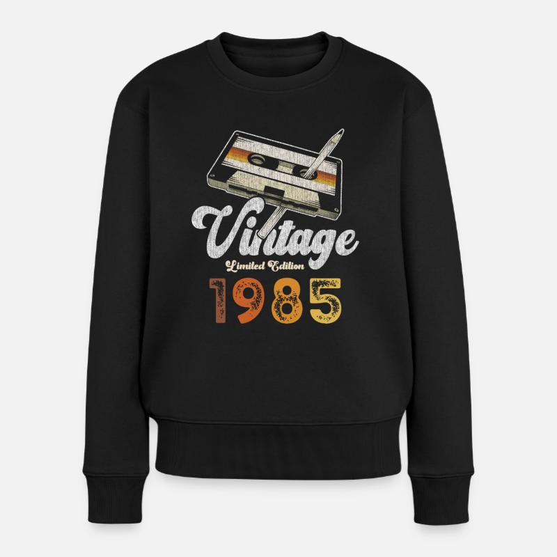 Vintage 1985 Geburtstag Kassette Bleistift - Frauen Premium Bio Pullover - Schwarz