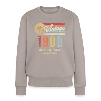 Millésime 1980 Anniversaire Rétro - Pull Premium bio Femme - taupe - Devant - Julia (174cm)