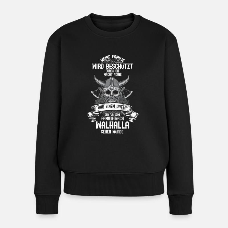 Odin Nordische Mythologie & Wikinger Walhalla - Frauen Premium Bio Pullover - Schwarz