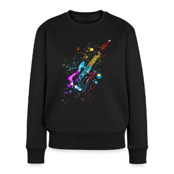 E- Gitarre Geschenk, Gitarrenspieler in Musikband - Frauen Premium Bio Pullover - Schwarz - Vorne - Julia (174cm)