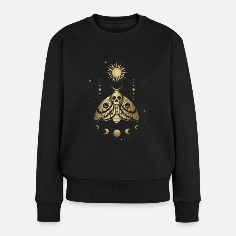 Motte, Motten, Mondphasen, Tarot - Frauen Premium Bio Pullover - Schwarz