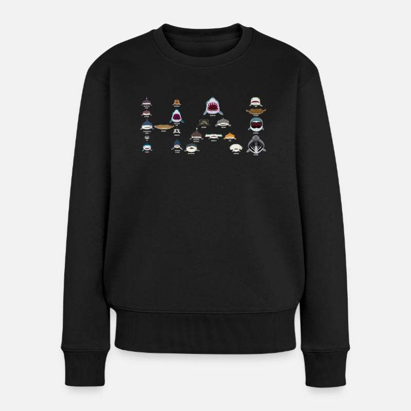 Hai, Haie, Haiarten als Hai - Frauen Premium Bio Pullover - Schwarz