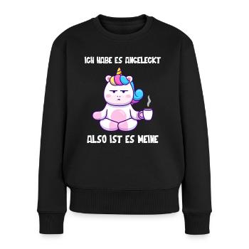 Einhorn, Lustiger Einhörner Spruch - Frauen Premium Bio Pullover - Schwarz - Vorne - Julia (174cm)