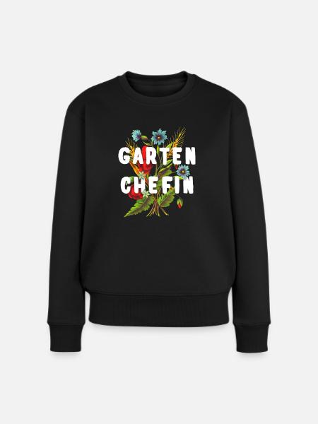 Garten Chefin Blumen Pflanzen - Frauen Premium Bio Pullover - Schwarz