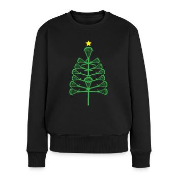 Lacrosse Weihnachtsbaum - Lacrosse Player - Frauen Premium Bio Pullover - Schwarz - Vorne - Julia (174cm)