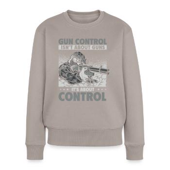 Contrôle des armes à feu, armes à feu, propriétaires d’armes à feu - Pull Premium bio Femme - taupe - Devant - Julia (174cm)